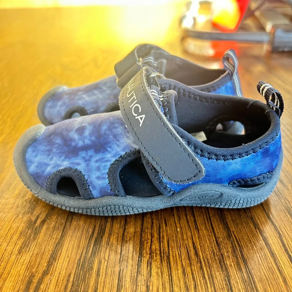 Nautica Kids Blue‎ Tie Dye Water Sandals Hook Loop Closure Size 7 Toddler